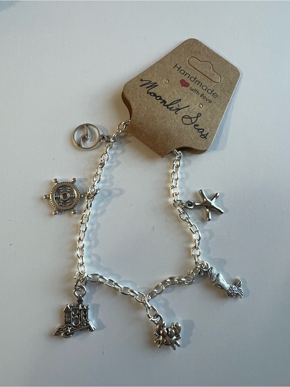 Nautical silver Charm Bracelet - ocean vacation jewelry / handmade